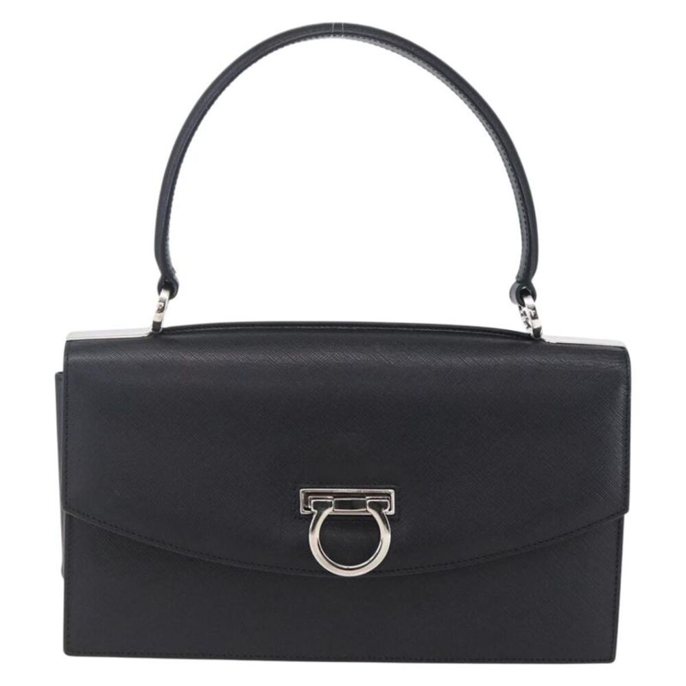 Salvatore Ferragamo Gancini Leather Black Leather Shoulder Bag Bag